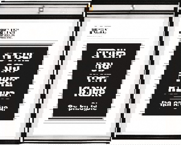 25 Pc Stitched Shop Ticket Holder-Open Long Side: Clear